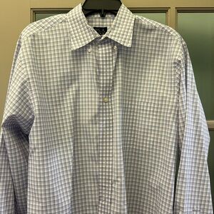 Joseph A Banks lavender gray and white button down shirt Sz large
